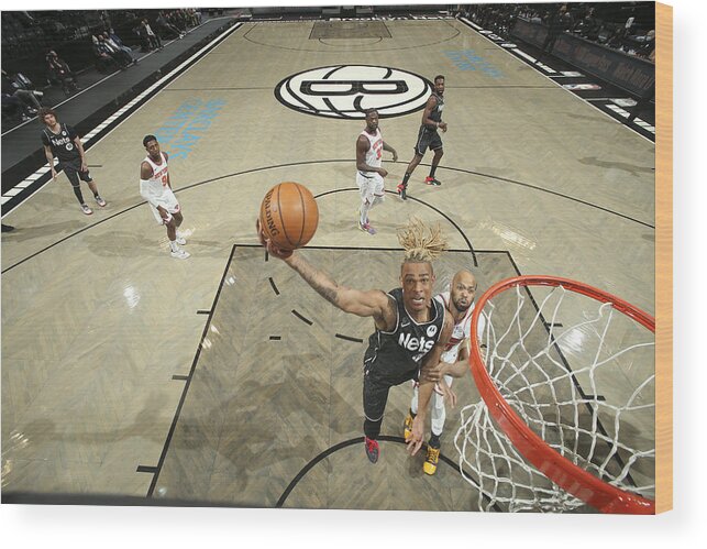 Nba Pro Basketball Wood Print featuring the photograph New York Knicks v Brooklyn Nets by Nathaniel S. Butler