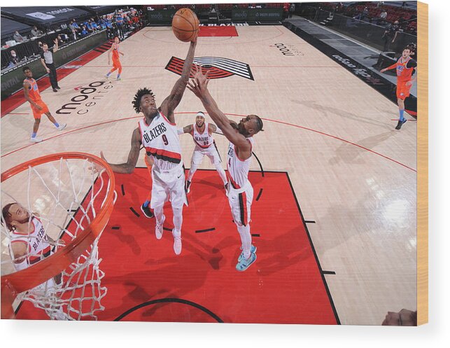 Nba Pro Basketball Wood Print featuring the photograph Oklahoma City Thunder v Portland Trail Blazers by Sam Forencich