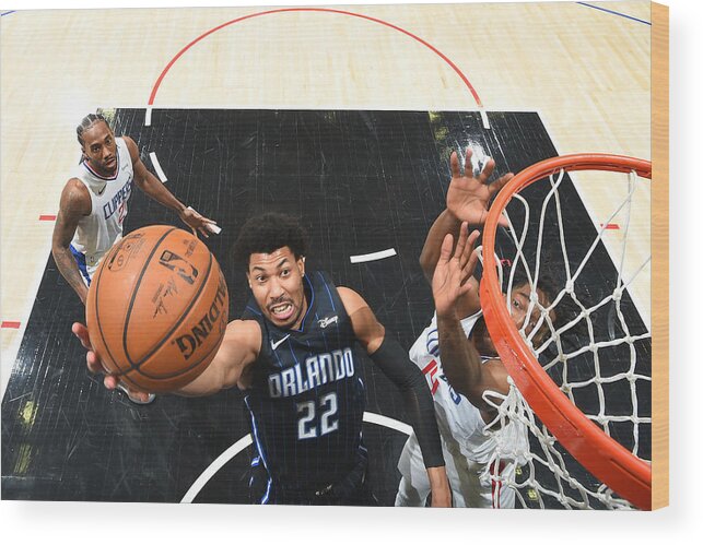 Nba Pro Basketball Wood Print featuring the photograph Orlando Magic v Los Angeles Clippers by Andrew D. Bernstein