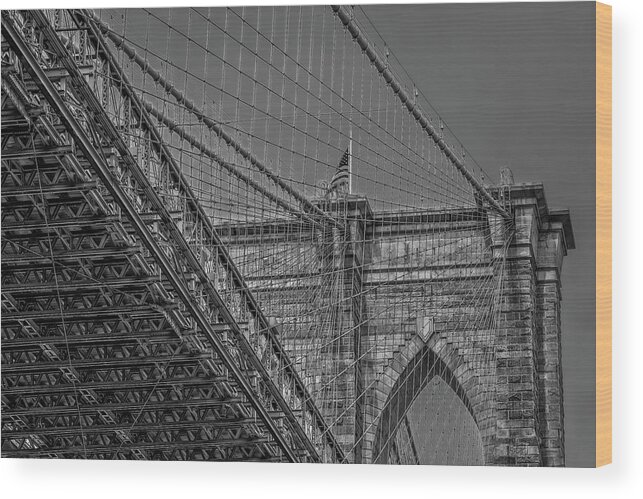 Brooklyn Bridge Wood Print featuring the photograph Over and Under Brooklyn Bridge #1 by Susan Candelario