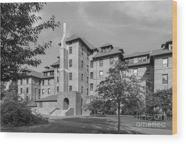 Pacific Lutheran University Wood Print featuring the photograph Pacific Lutheran University Harstad Hall by University Icons