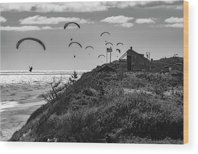 Cape Cod Wood Print featuring the photograph Paragliding, Wellfleet #1 by Thomas Sweeney