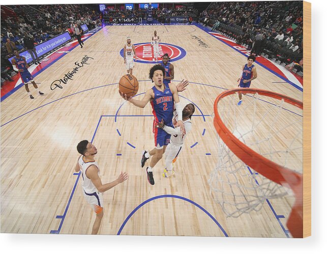 Cade Cunningham Wood Print featuring the photograph Phoenix Suns v Detroit Pistons by Brian Sevald