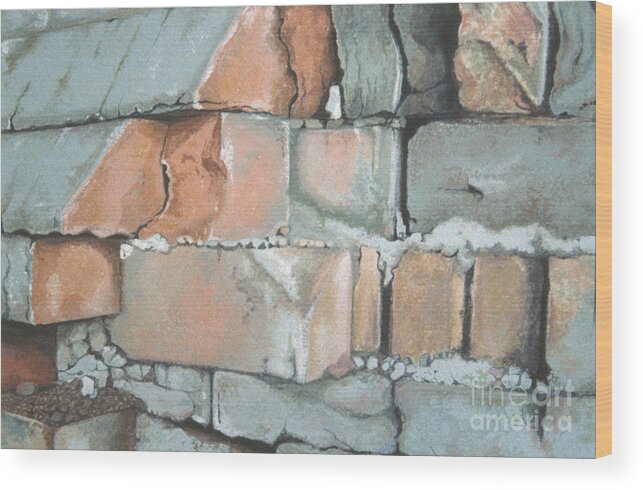  Prospect Park Tunnel Bricks 1982 Brooklyn Ny Wood Print featuring the painting Prospect Park Tunnel Bricks 1982 #1 by William Hart McNichols