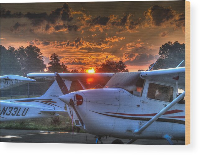 Airplanes Wood Print featuring the photograph Red Sky in Morning #2 by Phil And Karen Rispin