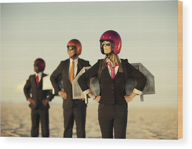 Corporate Business Wood Print featuring the photograph Rocket Girl #1 by RichVintage