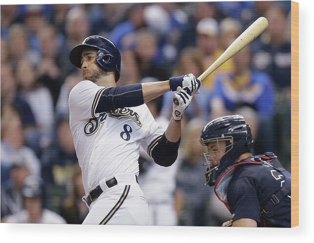 Wisconsin Wood Print featuring the photograph Ryan Braun by Mike Mcginnis