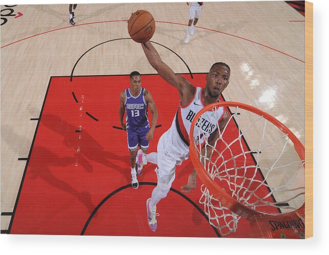 Harry Giles Iii Wood Print featuring the photograph Sacramento Kings v Portland Trail Blazers #1 by Cameron Browne