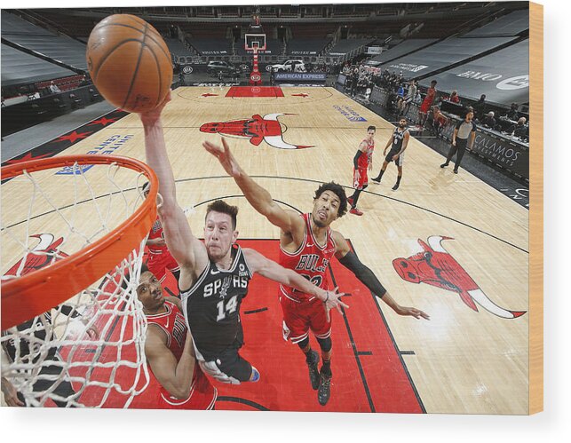 Drew Eubanks Wood Print featuring the photograph San Antonio Spurs vs. Chicago Bulls #1 by Jeff Haynes