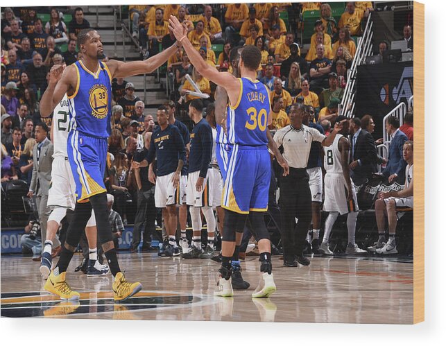 Playoffs Wood Print featuring the photograph Stephen Curry and Kevin Durant by Andrew D. Bernstein