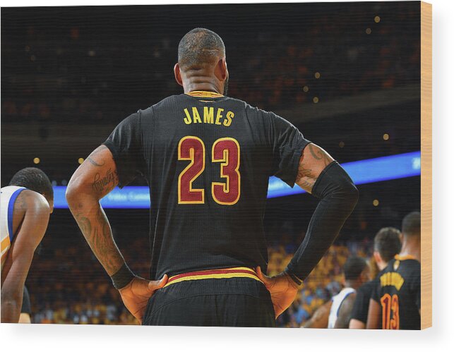 Lebron James Wood Print featuring the photograph Stephen Curry and Lebron James #1 by Jesse D. Garrabrant