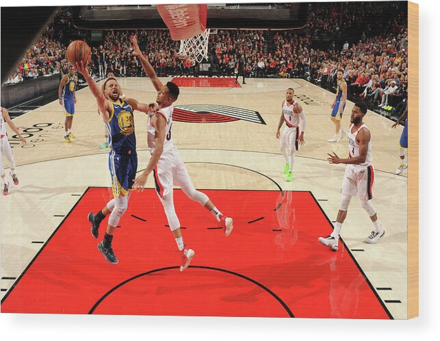 Stephen Curry Wood Print featuring the photograph Stephen Curry by Cameron Browne