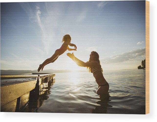 4-5 Years Wood Print featuring the photograph Swimming in a lake. #1 by Jordan Siemens