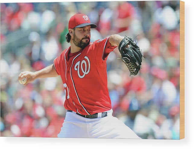 American League Baseball Wood Print featuring the photograph Tanner Roark by Greg Fiume