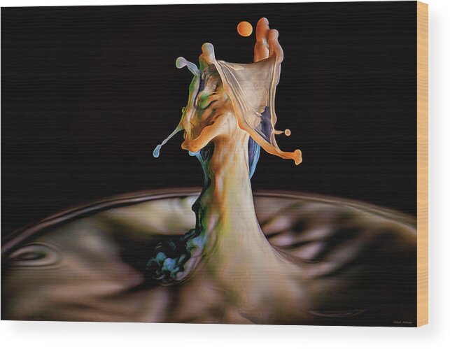 Water Drop Collision Wood Print featuring the photograph The Wolf Archer #1 by Michael McKenney