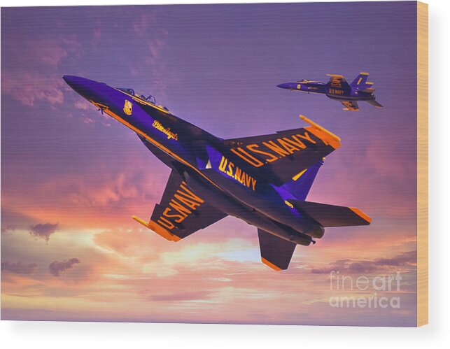 Top Gun Wood Print featuring the photograph U.S. Navy Flight Demonstration Squadron - The Blue Angels #1 by Sam Antonio