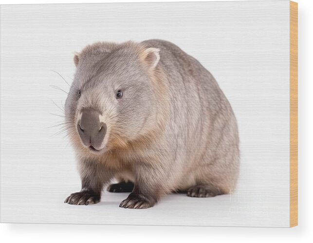 Wombat Wood Print featuring the digital art Wombat Isolated On White Background #1 by Benny Marty