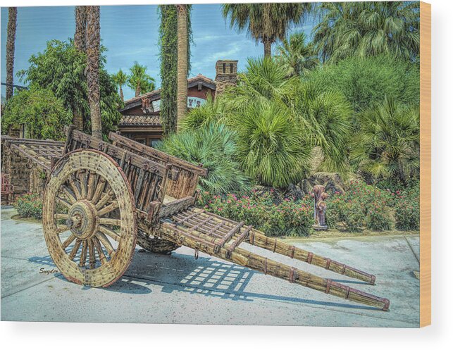 Barbara Snyder Wood Print featuring the photograph Wood Hand Cart at Jackalope Ranch #1 by Barbara Snyder