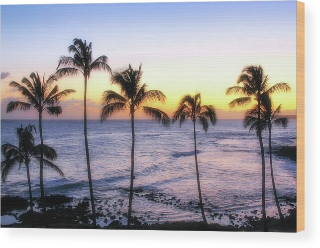 Hawaii Wood Print featuring the photograph Poipu Palms by Robert Carter