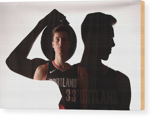 Nba Pro Basketball Wood Print featuring the photograph Zach Collins by Brian Babineau