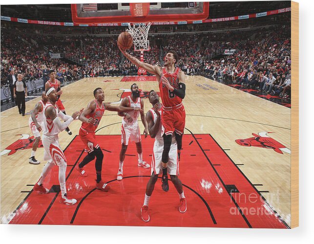 Zach Lavine Wood Print featuring the photograph Zach Lavine by Gary Dineen