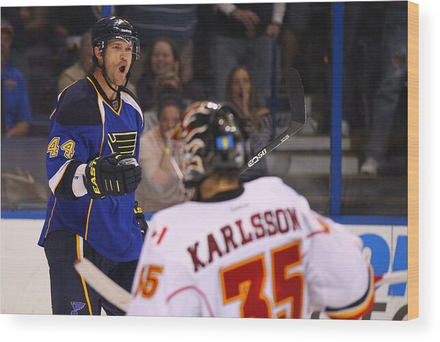 Celebration Wood Print featuring the photograph Calgary Flames v St. Louis Blues #10 by Dilip Vishwanat
