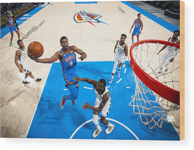 Nba Pro Basketball Wood Print featuring the photograph Indiana Pacers v Oklahoma City Thunder by Zach Beeker