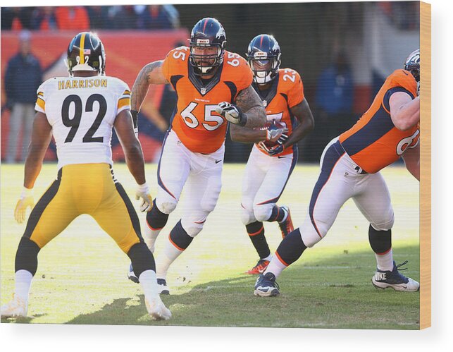 Motion Wood Print featuring the photograph Pittsburgh Steelers v Denver Broncos #10 by Rob Leiter