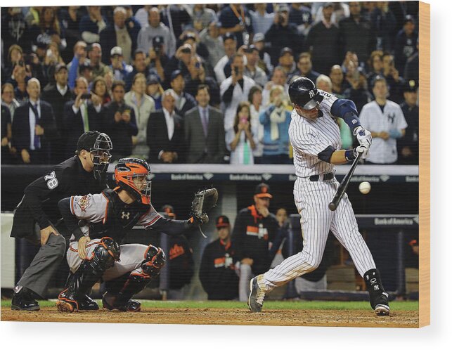 Ninth Inning Wood Print featuring the photograph Derek Jeter #11 by Al Bello