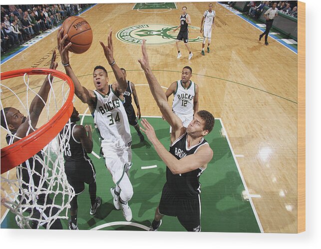 Nba Pro Basketball Wood Print featuring the photograph Giannis Antetokounmpo by Gary Dineen