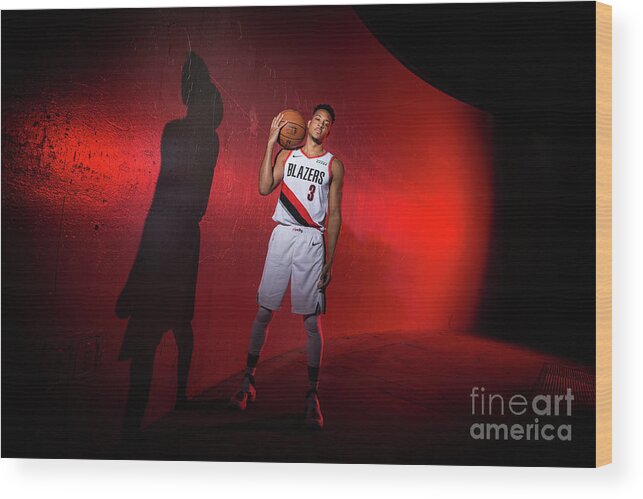 Media Day Wood Print featuring the photograph C.j. Mccollum by Sam Forencich