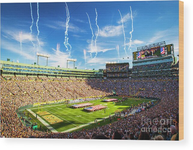 Lambeau Wood Print featuring the photograph 1751 Lambeau Field Pregame by Steve Sturgill