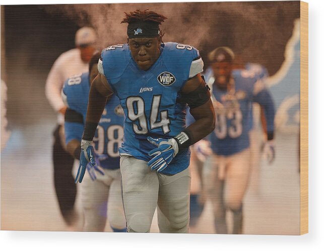 Detroit Wood Print featuring the photograph Green Bay Packers v Detroit Lions #18 by Gregory Shamus