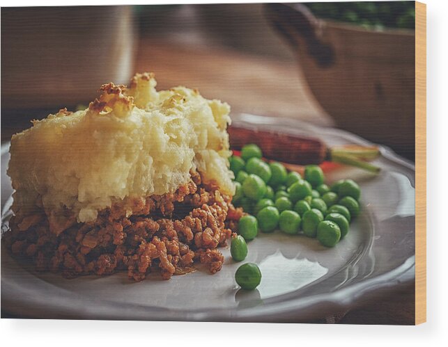 Meat Pie Wood Print featuring the photograph Traditional British Shepard`s Pie #18 by GMVozd