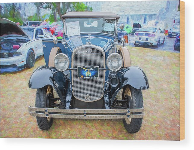 1931 Ford Model A Roadster Wood Print featuring the photograph 1931 Ford Model A Roadster X119 by Rich Franco