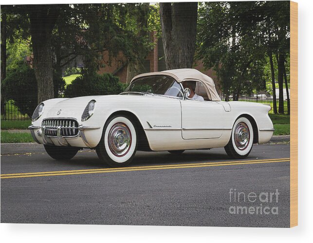 1954 Corvette Wood Print featuring the photograph 1954 Corvette Convertible by Dennis Hedberg