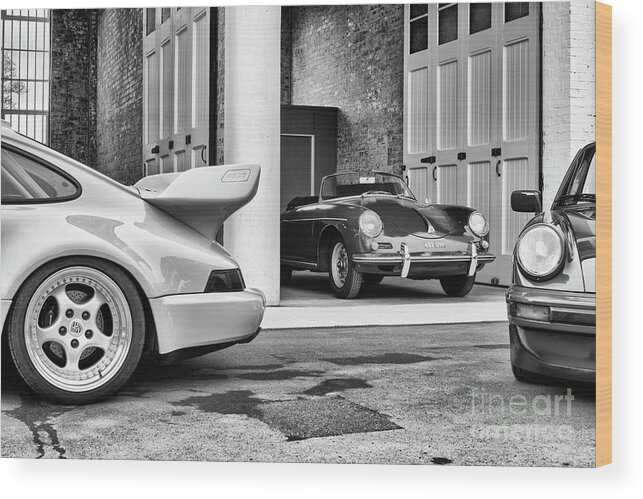 1960 Wood Print featuring the photograph 1960 Porsche 356B Roadster Monochrome by Tim Gainey