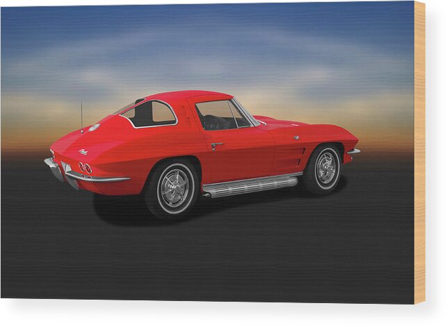 1963 Wood Print featuring the photograph 1963 Corvette Stingray - 1963corvettesplitwindowcpe209608 by Frank J Benz