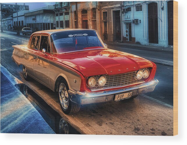 Red And Blue Wood Print featuring the photograph 1963 Ford Galaxie by Micah Offman
