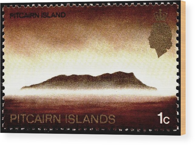 Stamp Wood Print featuring the digital art 1969 Pitcairn Islands - No.97 - Stamp Art by Fred Larucci