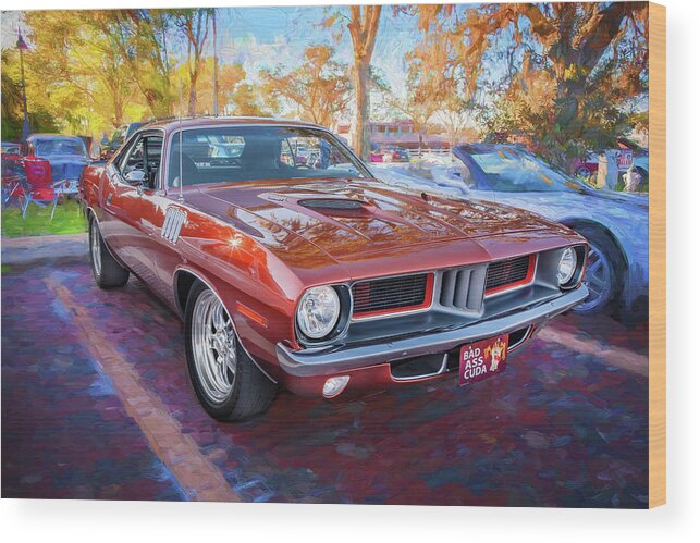 1971 Plymouth Wood Print featuring the photograph 1971 Plymouth Hemi Barracuda X108 by Rich Franco