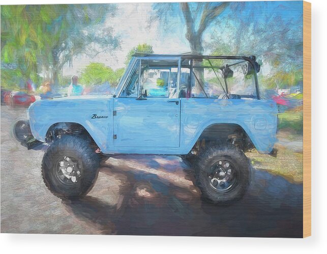 1972 Wind Blue Ford Bronco Wood Print featuring the photograph 1972 Wind Blue Ford Bronco X106 by Rich Franco