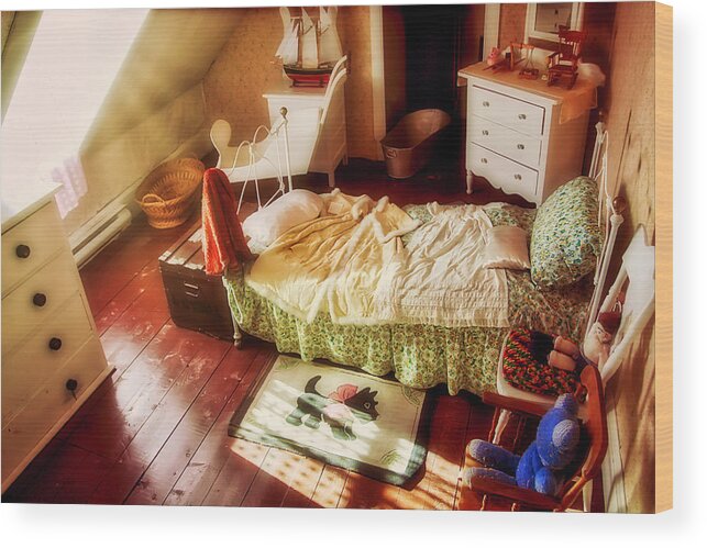 Kids Room Wood Print featuring the photograph 19th Century kids room, Fogo Island, Canada by Tatiana Travelways