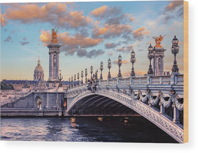 Alexander Wood Print featuring the photograph Alexandre III Bridge #2 by Manjik Pictures