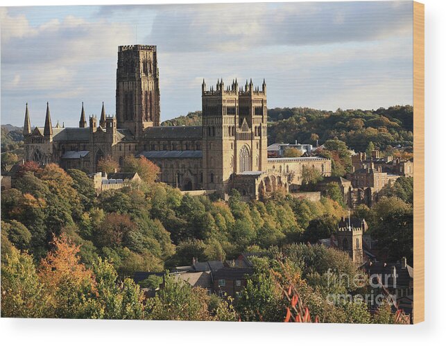 Durham Wood Print featuring the photograph Autumn View of Durham Cathedral #2 by Bryan Attewell