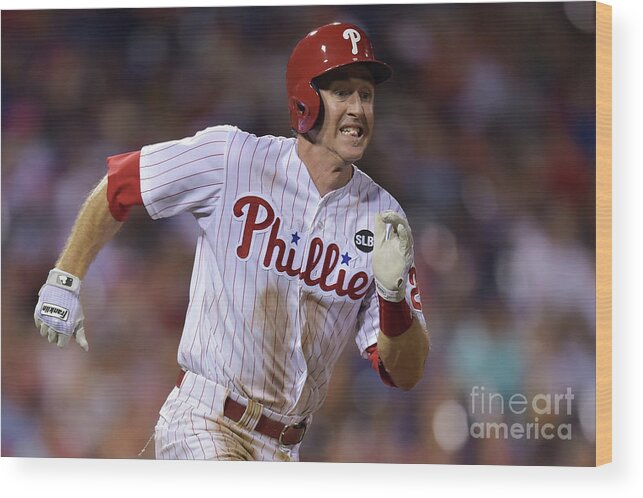 Three Quarter Length Wood Print featuring the photograph Chase Utley by Drew Hallowell