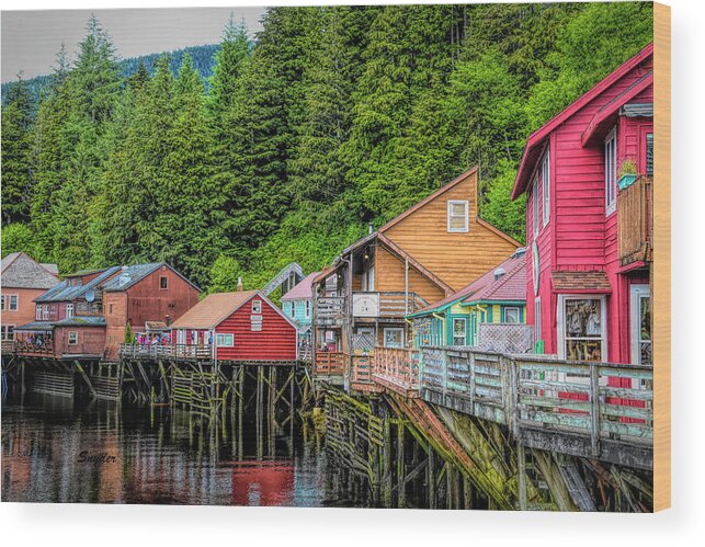 Barbara Snyder Wood Print featuring the photograph Creek Street Ketchikan Alaska #2 by Barbara Snyder