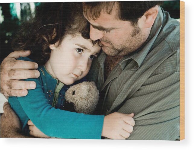 Holding Wood Print featuring the photograph Daddy's Comfort - Series #2 by YazolinoGirl