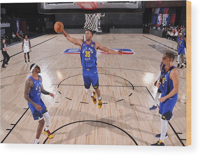 Nba Pro Basketball Wood Print featuring the photograph Denver Nuggets v San Antonio Spurs by David Dow