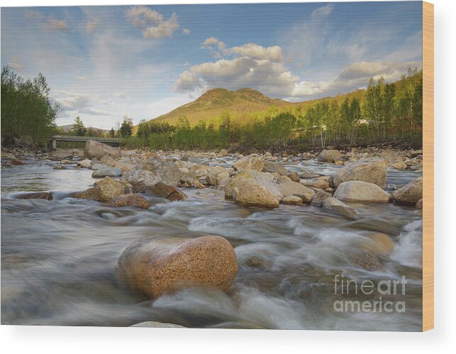 Suspension Bridge Wood Print featuring the photograph East Branch of the Pemigewasset River - Lincoln New Hampshire #8 by Erin Paul Donovan